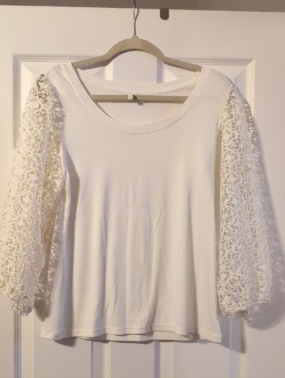 Cato Cream Lace Sleeve Long-Sleeve Top